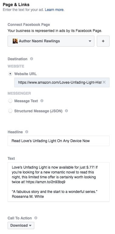 Facebook Ad Guide: Page and links