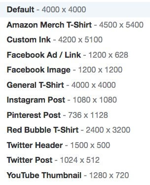 t-shirt template sizes for social media