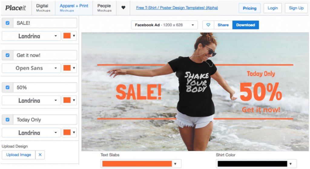 placeit facebook t-shirt ad template