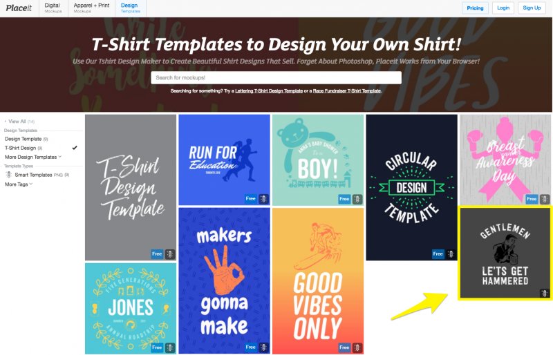 t-shirt templates to choose from