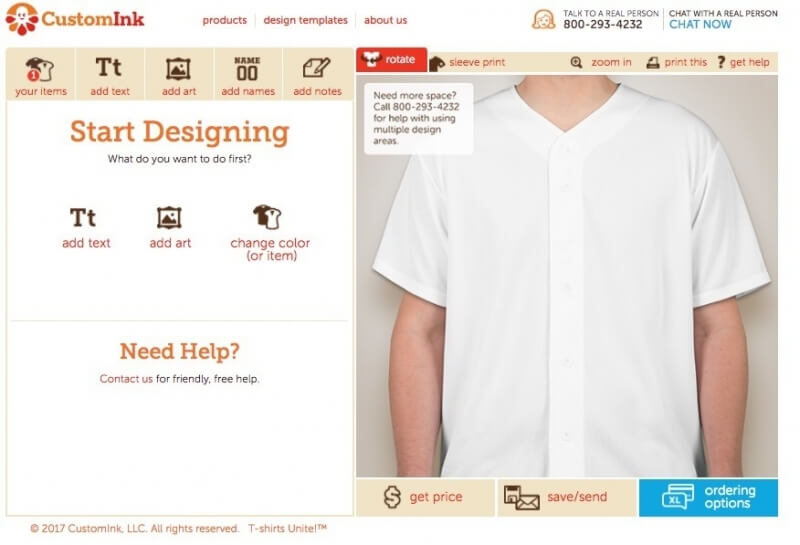 Customink customziation page