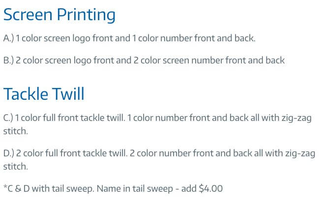 The graphic edge printing options