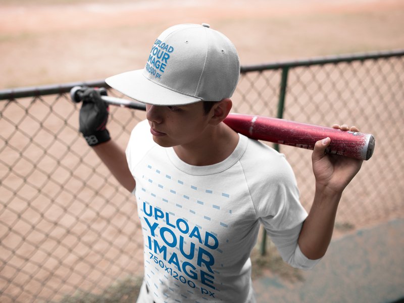 boy wearing raglan shirt mockup