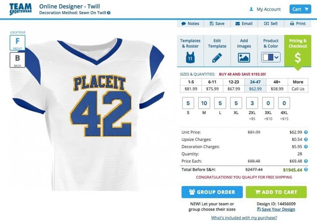 Placeit - Custom Football Jersey Maker - American Football Jersey