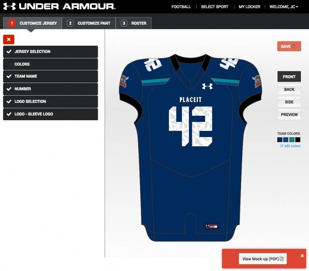 under armour custom jersey builder 