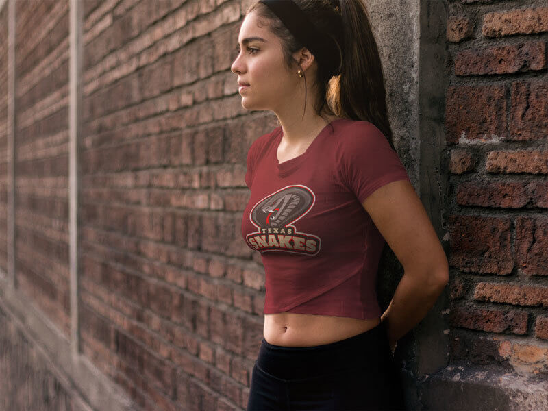 Women's T-Shirt Mockup Featuring A Football Logo