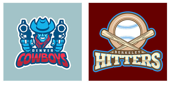 Sports logo maker samples - cowboys and baseball plus bats logo