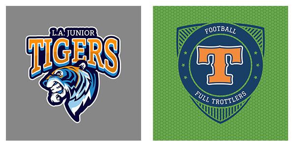 sports logo maker samples, tigers and letter badge