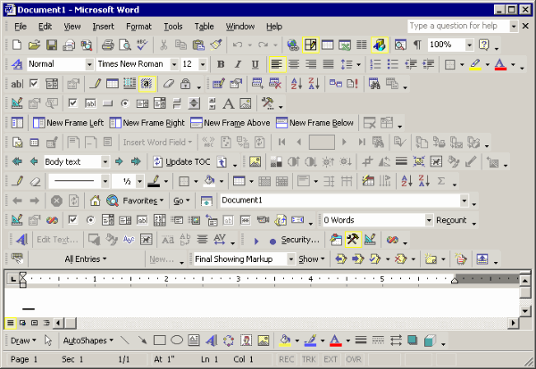 MS Word Toolbars