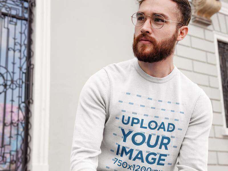 crewneck mockup of a hipster man