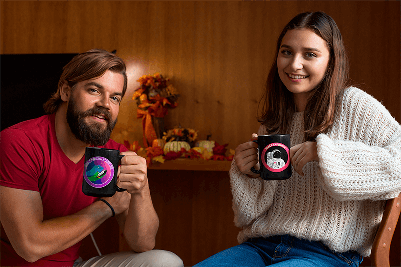 Mockup Of A Couple Holding A 15 Oz Coffee Mug At Home 29150