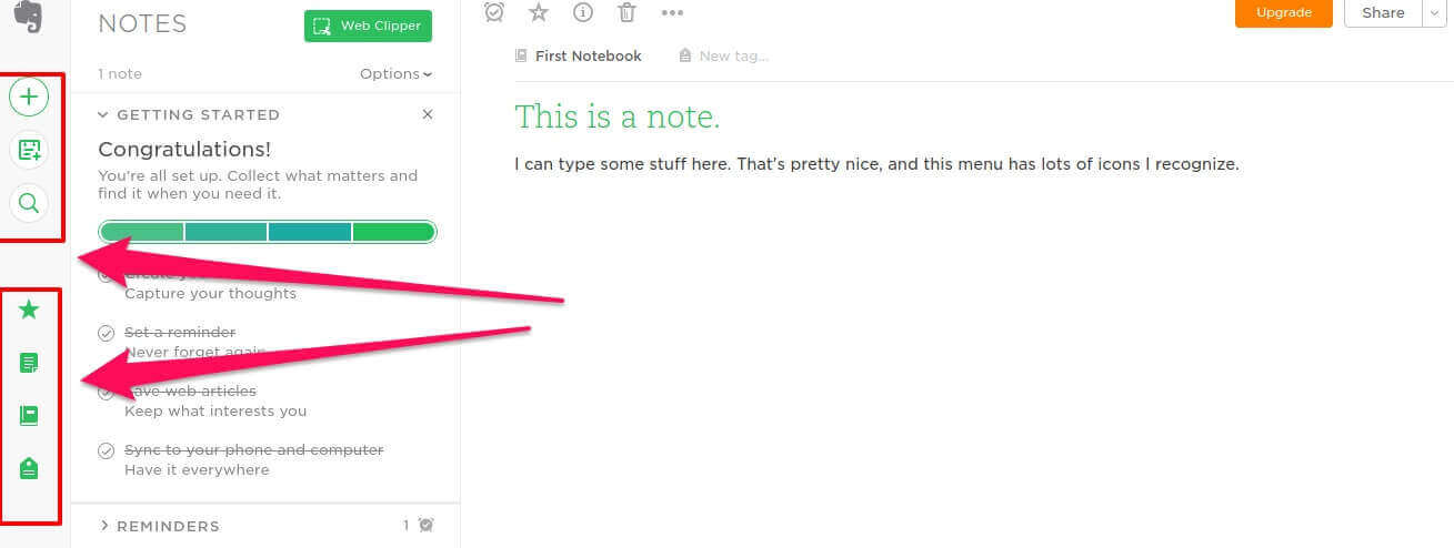 Evernote sidebar