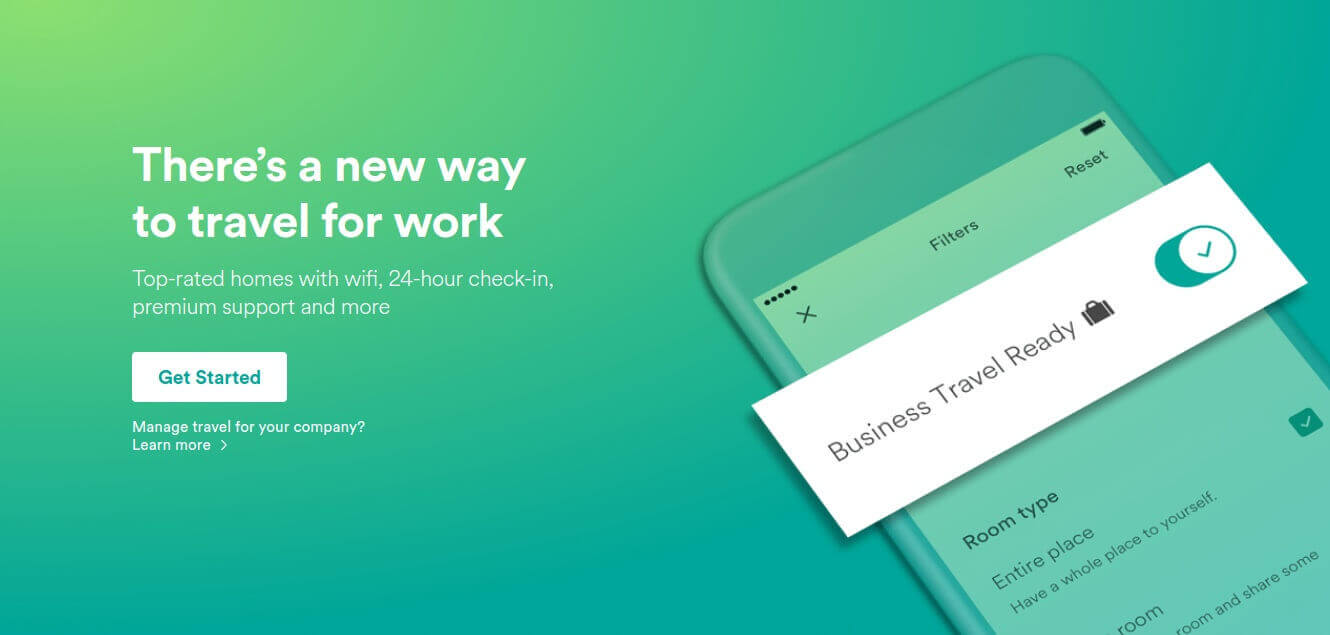 airbnb business homepage