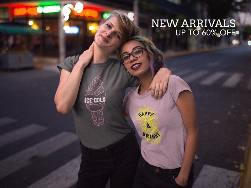 Twitter Ad - Two Girlfriends Wearing T-Shirts on the Street