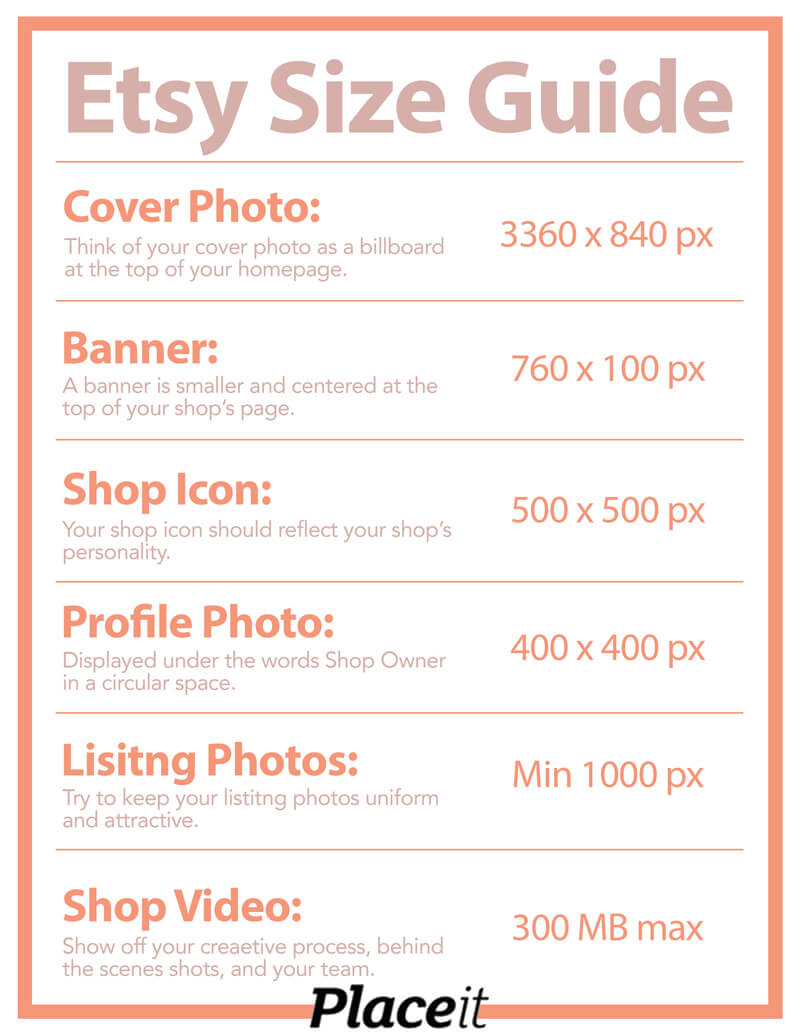 Etsy Size Guide