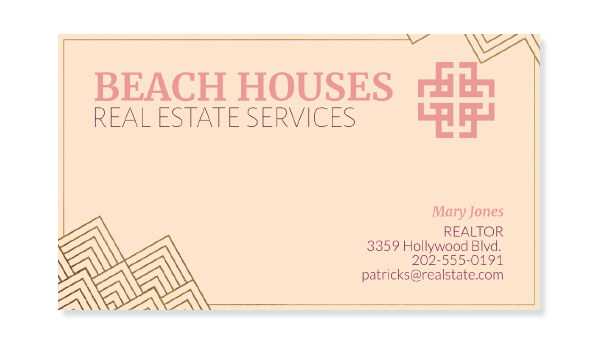 Real Estate Business Card With Golden Outline