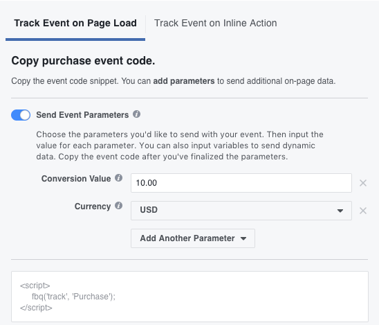 Event code. After Page load..