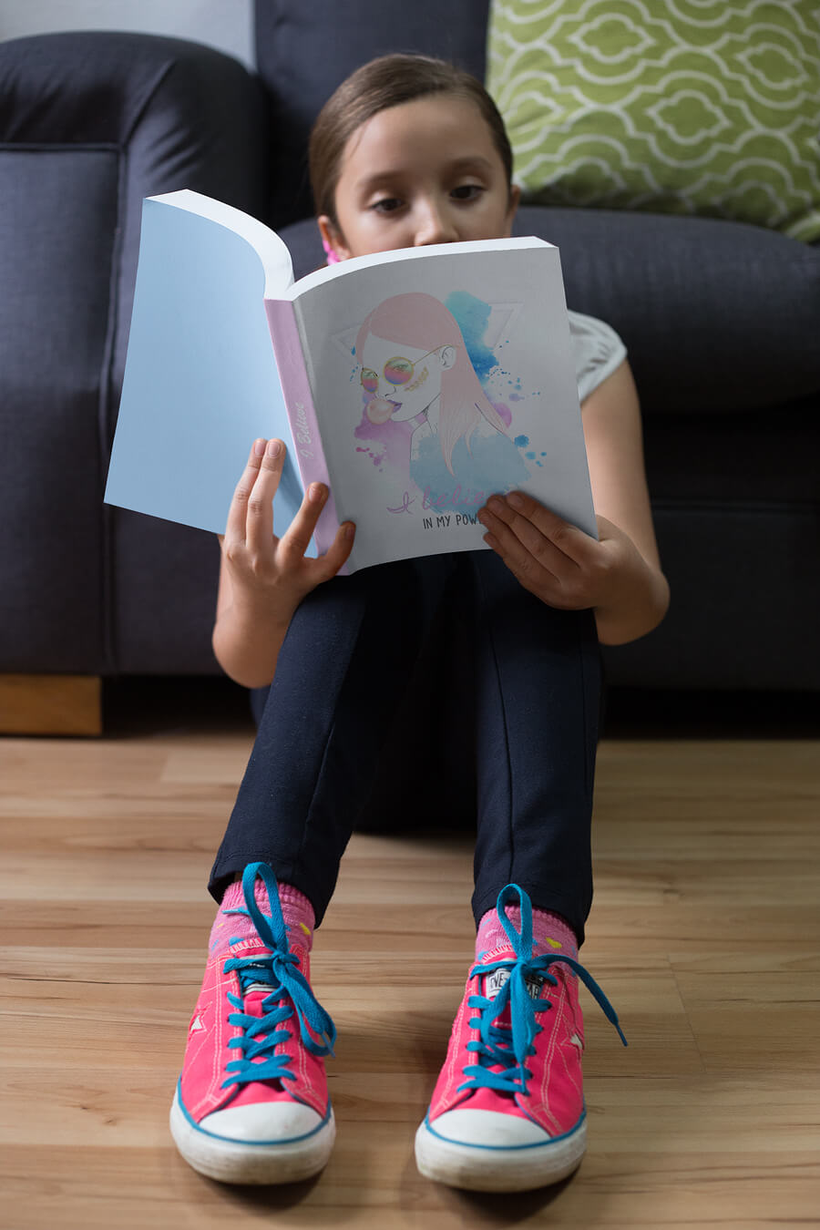 Girl Reading A Book Mockup