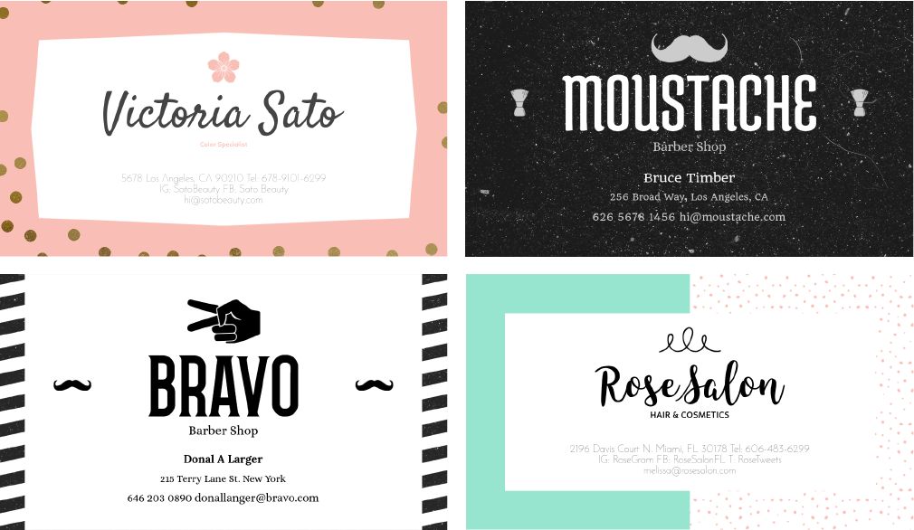 beauty salon business cards