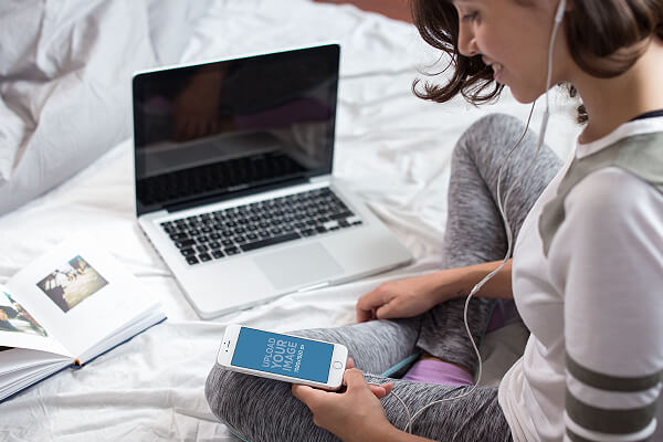 Short Haired Girl Laptop Mockup