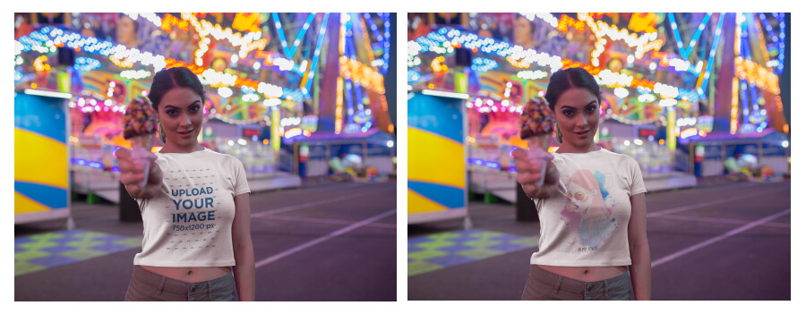 Woman Handing An Ice Cream Wearing A Crop Top