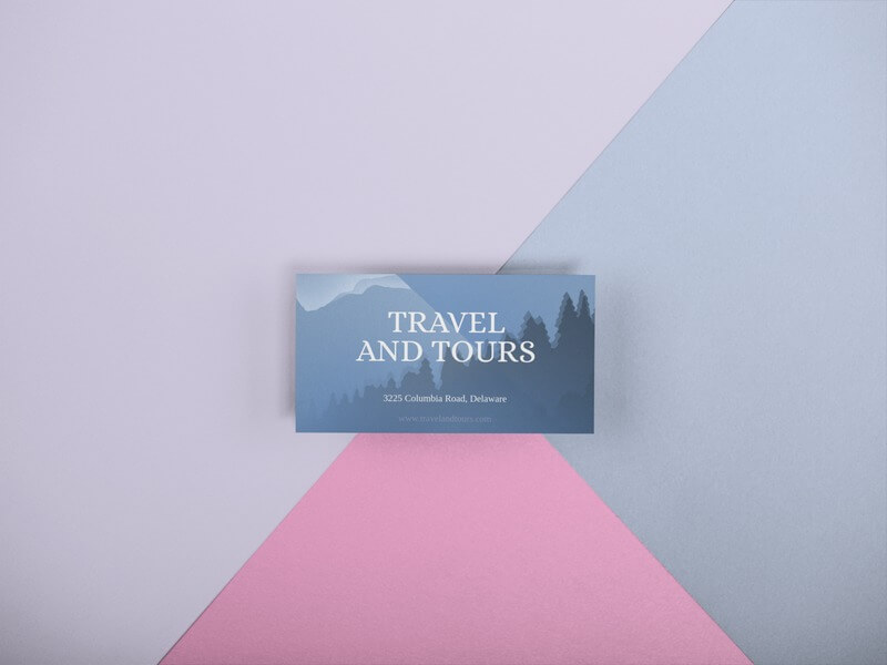 Business Card Template Lying On A Surface With Three Colors