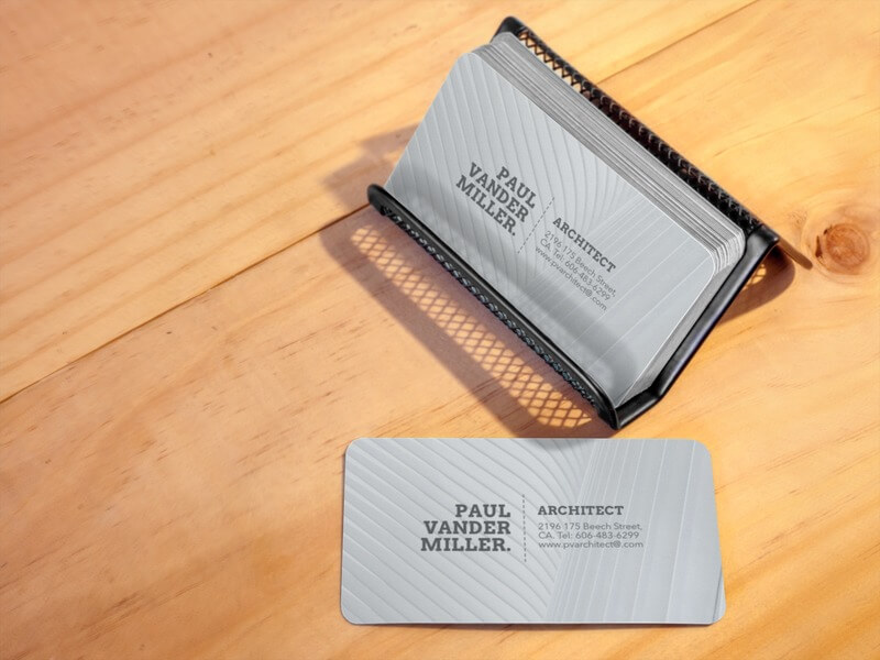 Business Cards On A Metal Business Cardholder Mockup