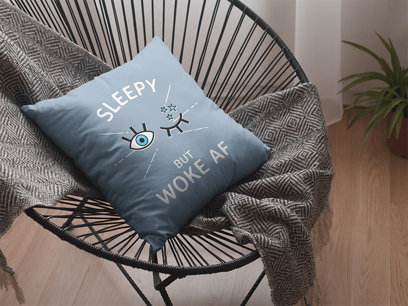 Pillow Mockup Featuring a Feminist Design