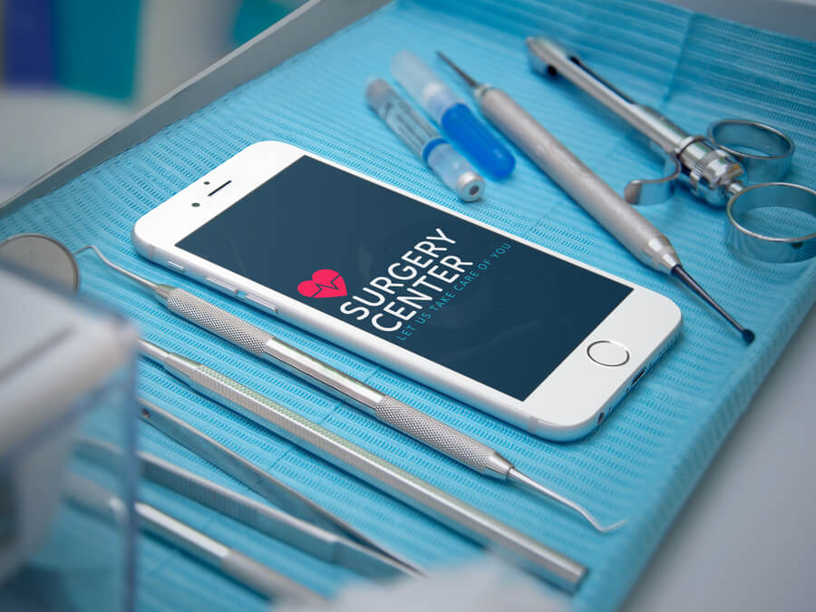 Iphone Mockup Featuring A Healthcare Logo