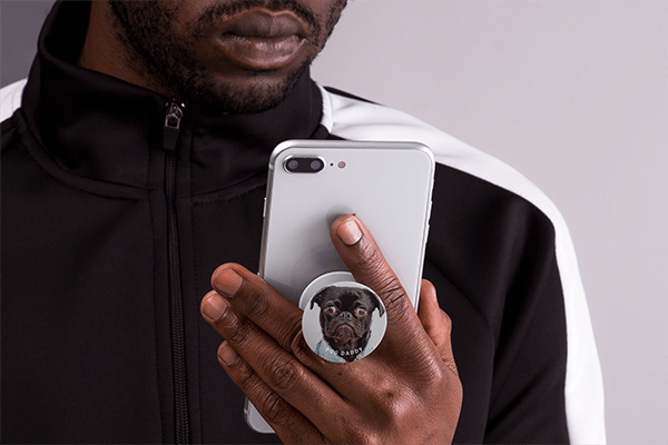 A Black Model with a Popsocket Mockup