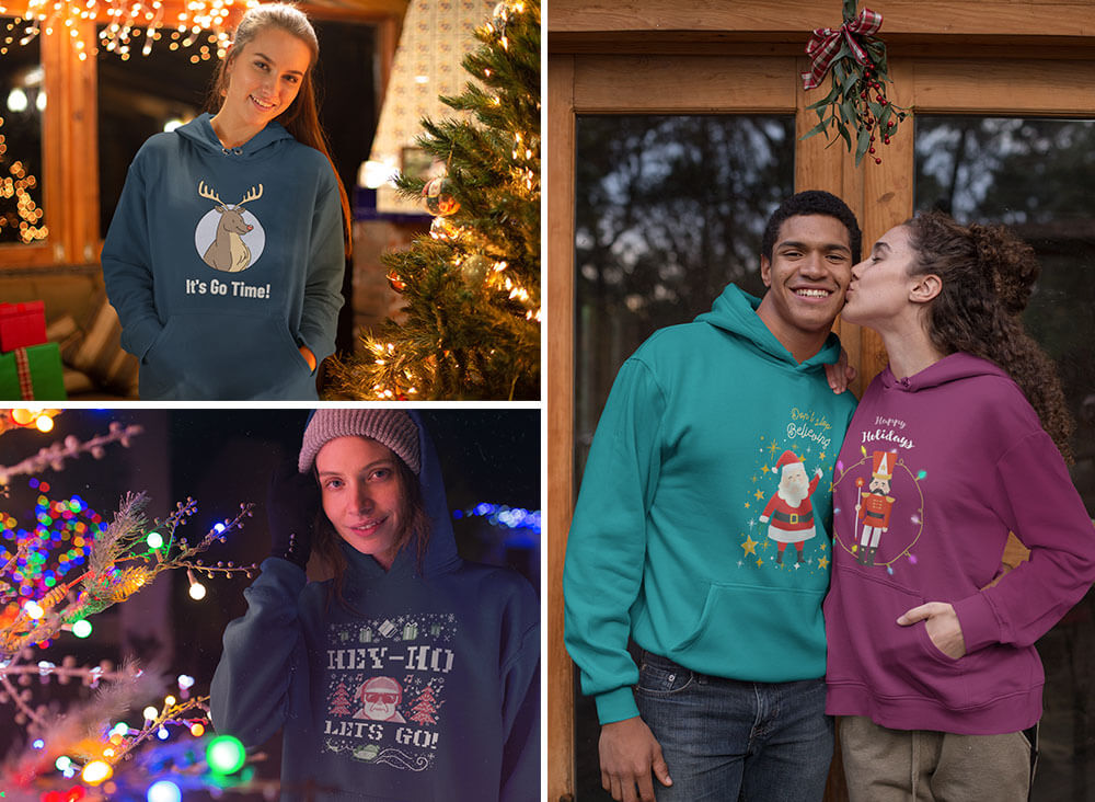 Customize A Hoodie Mockup With Christmas Designs