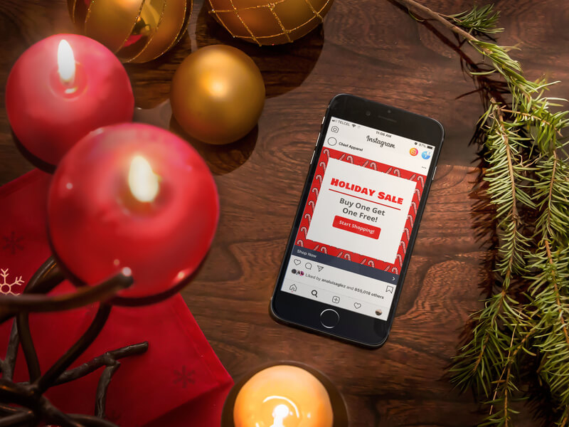 Product Mockup Template, Iphone 6 With Christmas Decor