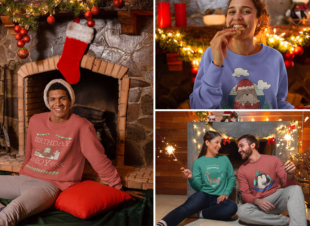 Sweater Mockups Featuring Christmas Designs