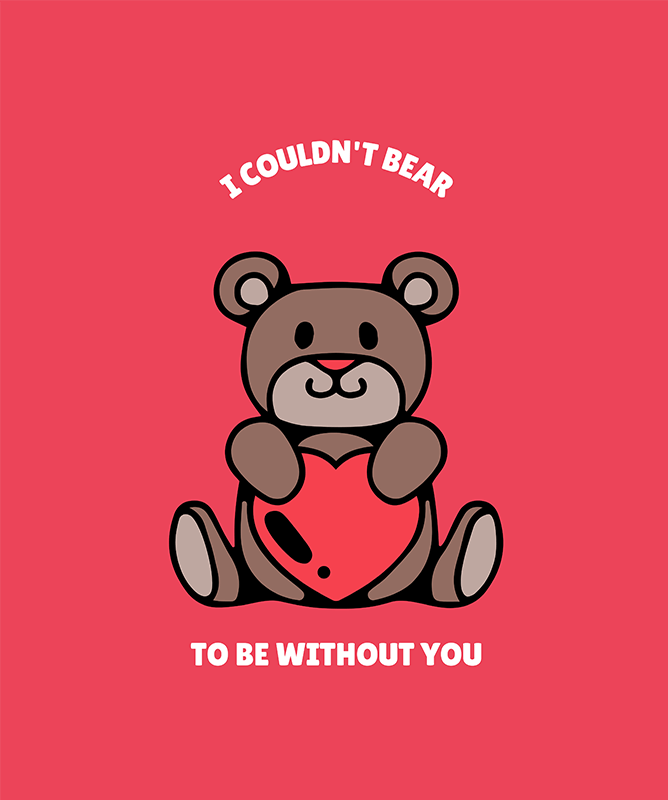 Valentines Day T Shirt Design Template With Funny And Cute Illustration