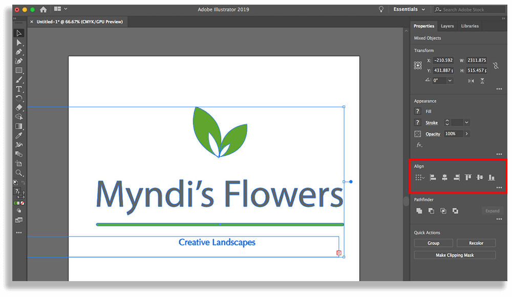 Align in illustrator