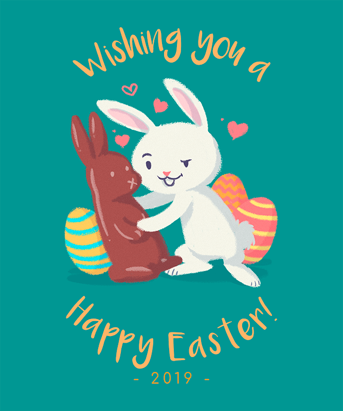 Cute Easter Tee Design With Easter Bunny Graphics 1039f