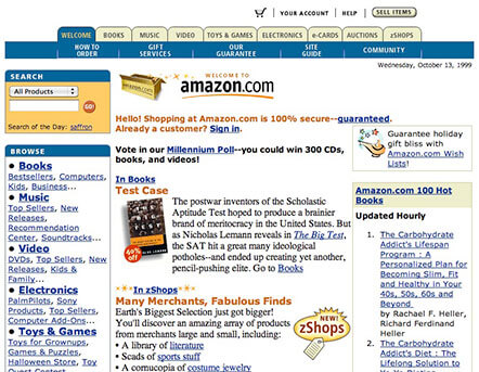 Amazon Landing Page from the Year 2000