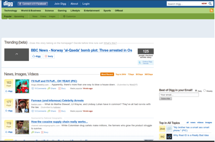 Digg.com Before the Redesign