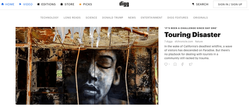 Digg.com After the Website Redesign