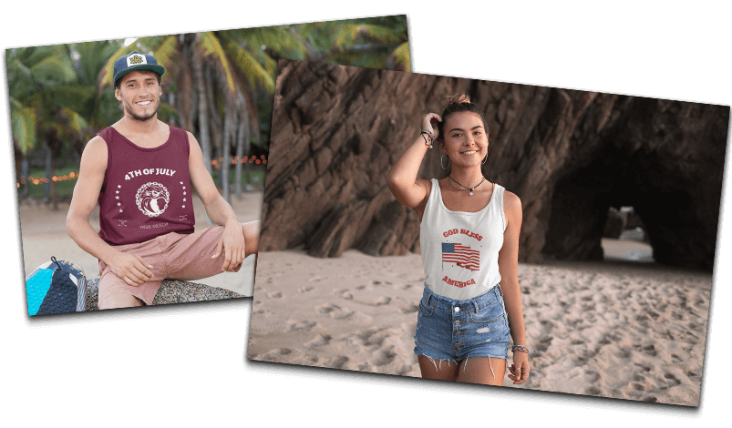 Tank Top Mockups Featuring 4th Of July T Shirt Designs