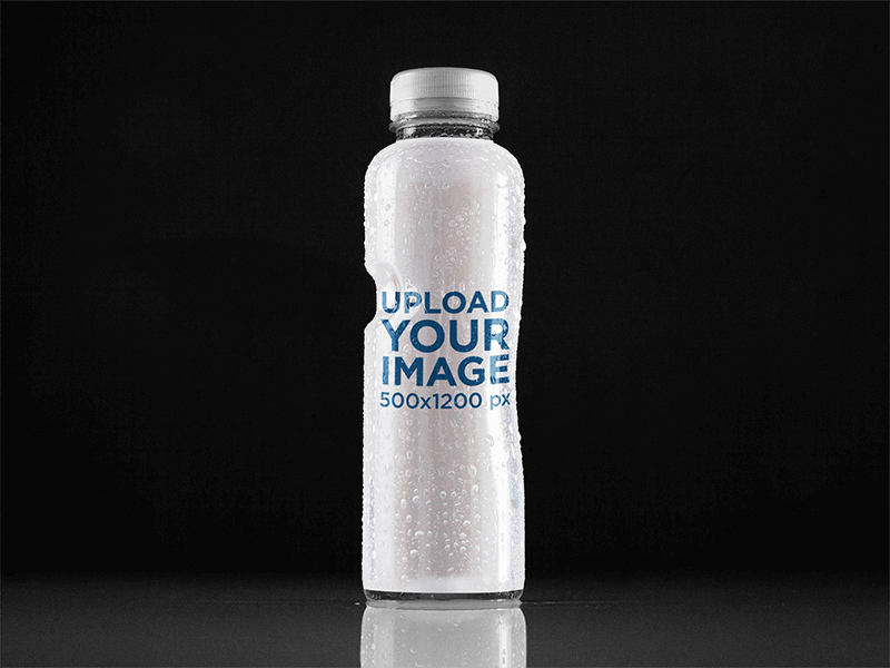 Label Mockup Of A Water Bottle With Dark Backdrop