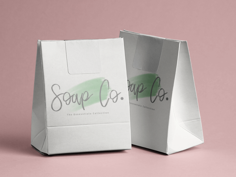 Paper Bag Mockup Featuring Two Paper Bags Over A Flat Surface