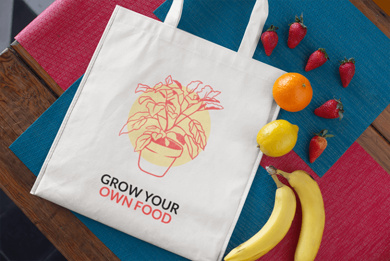 Grocery Bag Mockup Surrounded By Fresh Fruits 27613