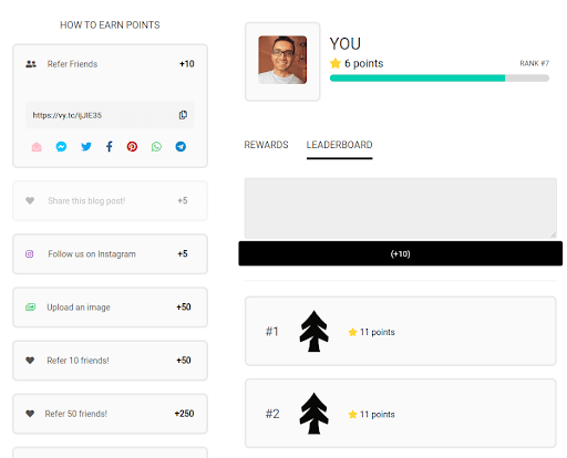 Leaderboard contests to grow social enagement