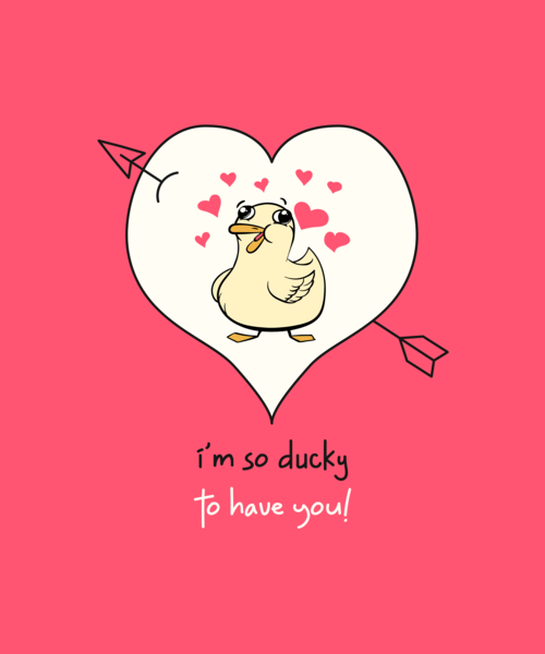 Illustrated T Shirt Design Creator Featuring A Duck And A Heart
