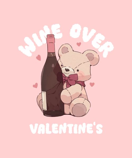 T Shirt Design Creator Featuring A Teddy Bear Holding A Wine Bottle For Anti Valentine's Day