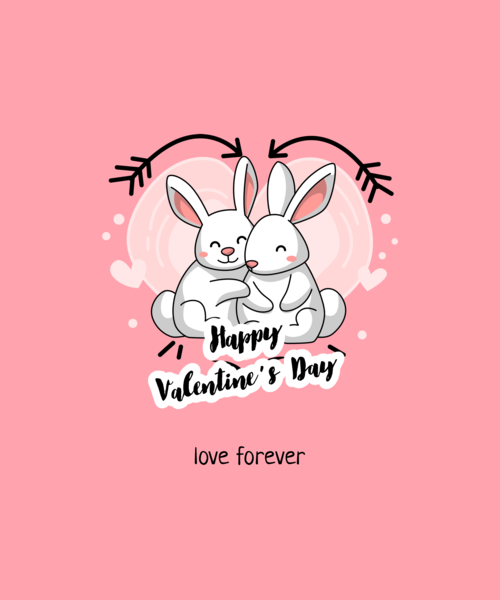T Shirt Design Creator For Valentine's Day Featuring A Couple Of Bunnies Hugging