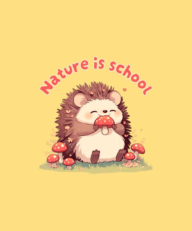 T Shirt Design Maker Featuring A Sweet Hedgehog With Illustrated Mushrooms