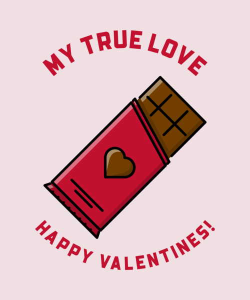 T Shirt Design Template Featuring A Valentine's Chocolate Bar