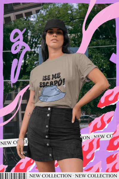 T Shirt And Dad Hat Mockup Featuring A Serious Woman For A New Collection Promo